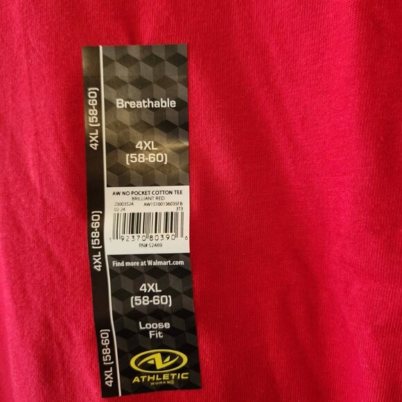 Athletic Works 4XL Shirt Breathable Loose Fit Red 100% Cotton Tee - Picture 2 of 7